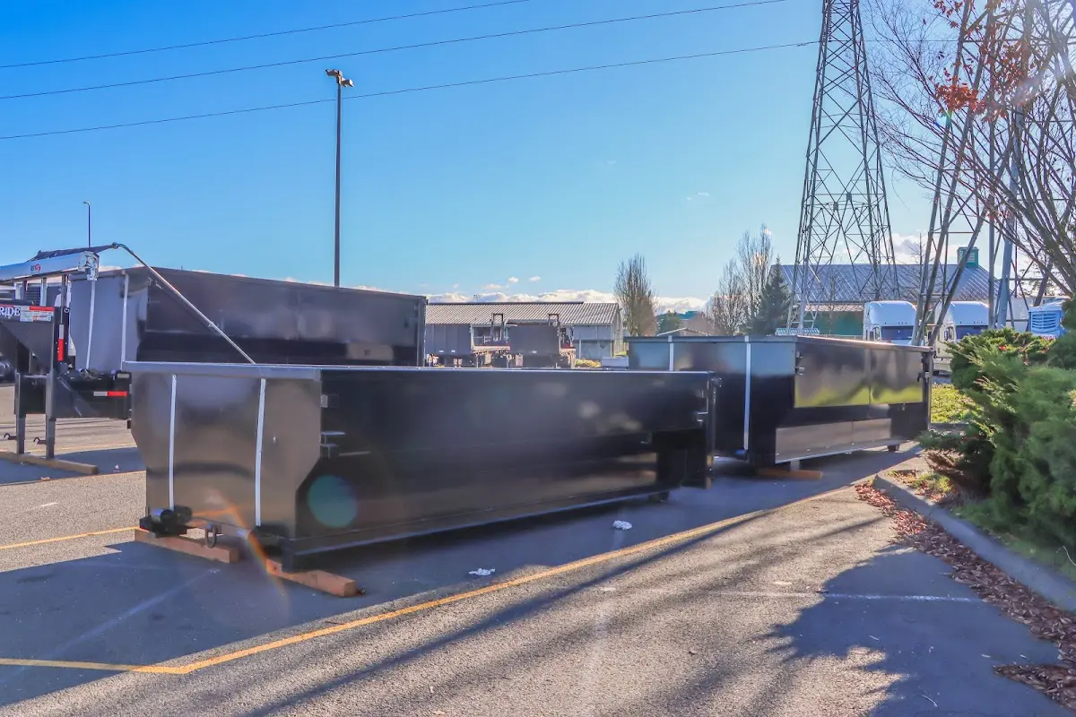 Roll-off dumpster ready for waste disposal at job site for Concrete Dumpster Rental in Bay Village